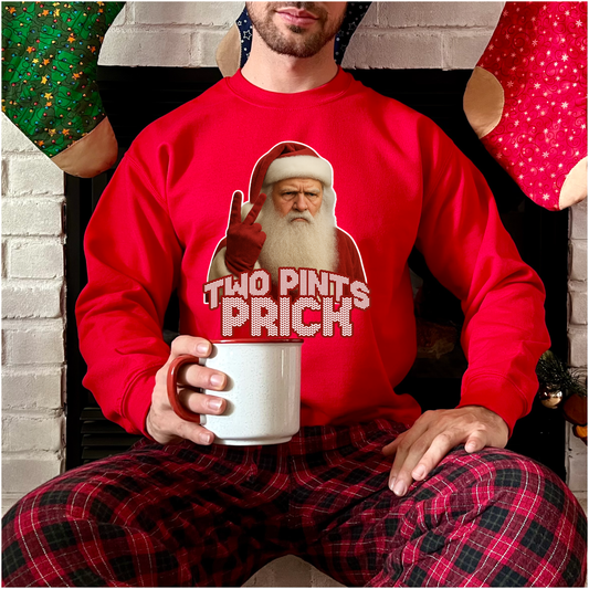 Santa Claus TWO PINTS PRICK RX301 Funny Rude and Offensive Christmas Jumper Sweater