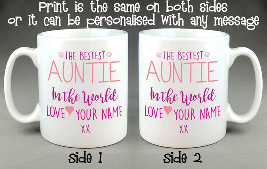 The Bestest Auntie (or Aunty) in the World Personalised Mug