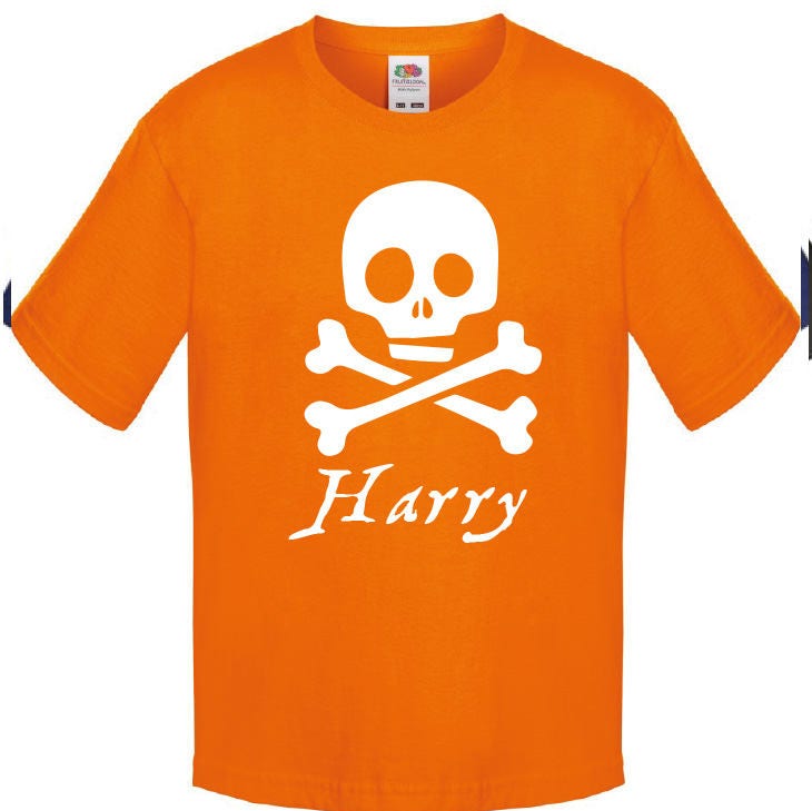 Kids Personalised Pirate T-Shirt - Any Name Children's Birthday Christmas Pirates