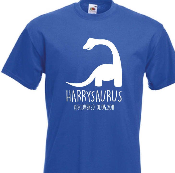 T-shirt personnalisé dinosaure pour enfants-n'importe quel nom et date anniversaire des enfants Dino