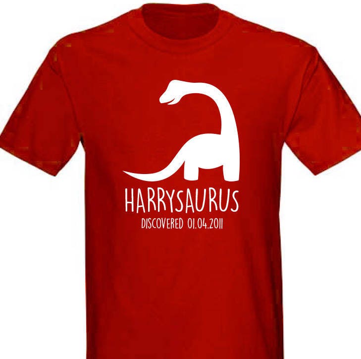 T-shirt personnalisé dinosaure pour enfants-n'importe quel nom et date anniversaire des enfants Dino