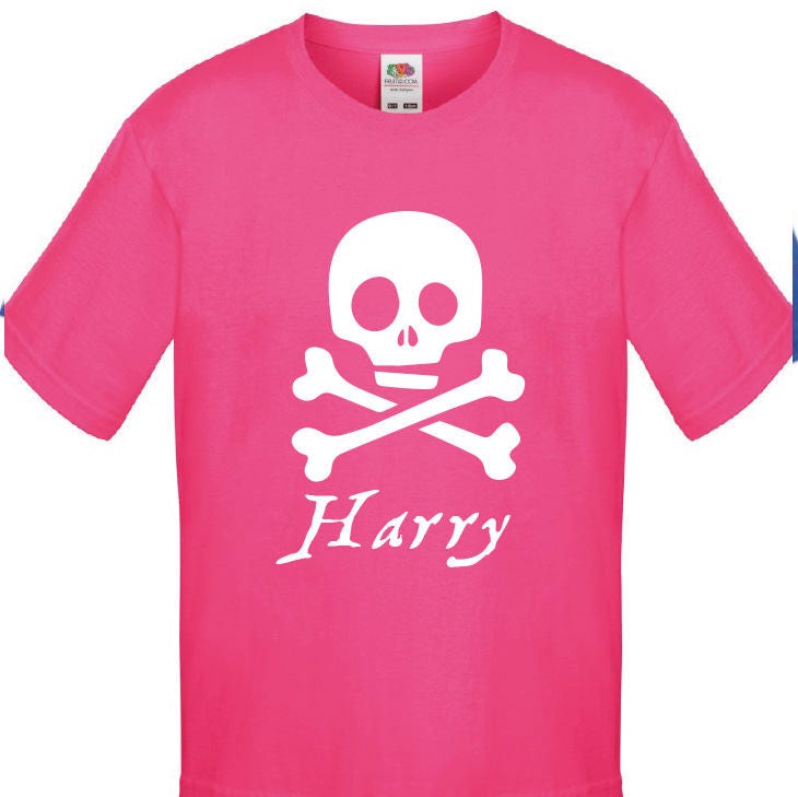 Kids Personalised Pirate T-Shirt - Any Name Children's Birthday Christmas Pirates