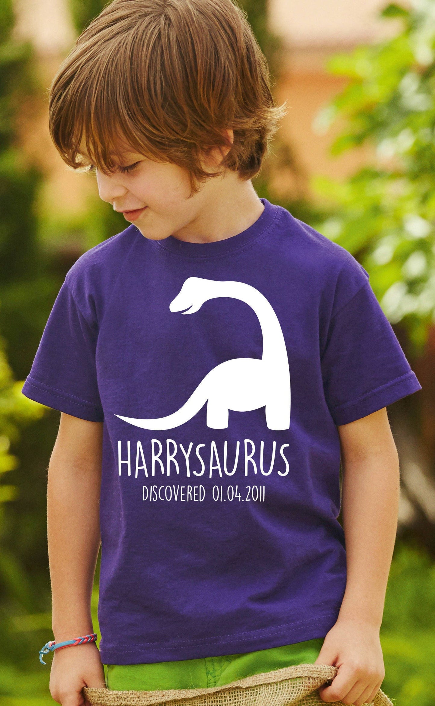 T-shirt personnalisé dinosaure pour enfants-n'importe quel nom et date anniversaire des enfants Dino