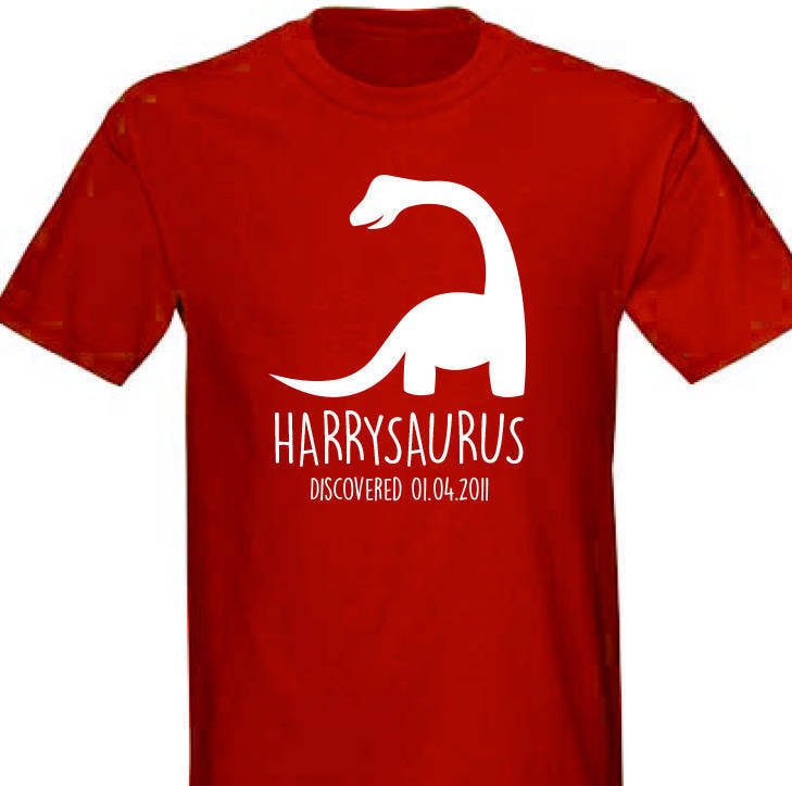 Camiseta de dinosaurios personalizados para nios-cualquier nombre y fecha cumpleaos de los nios Dino