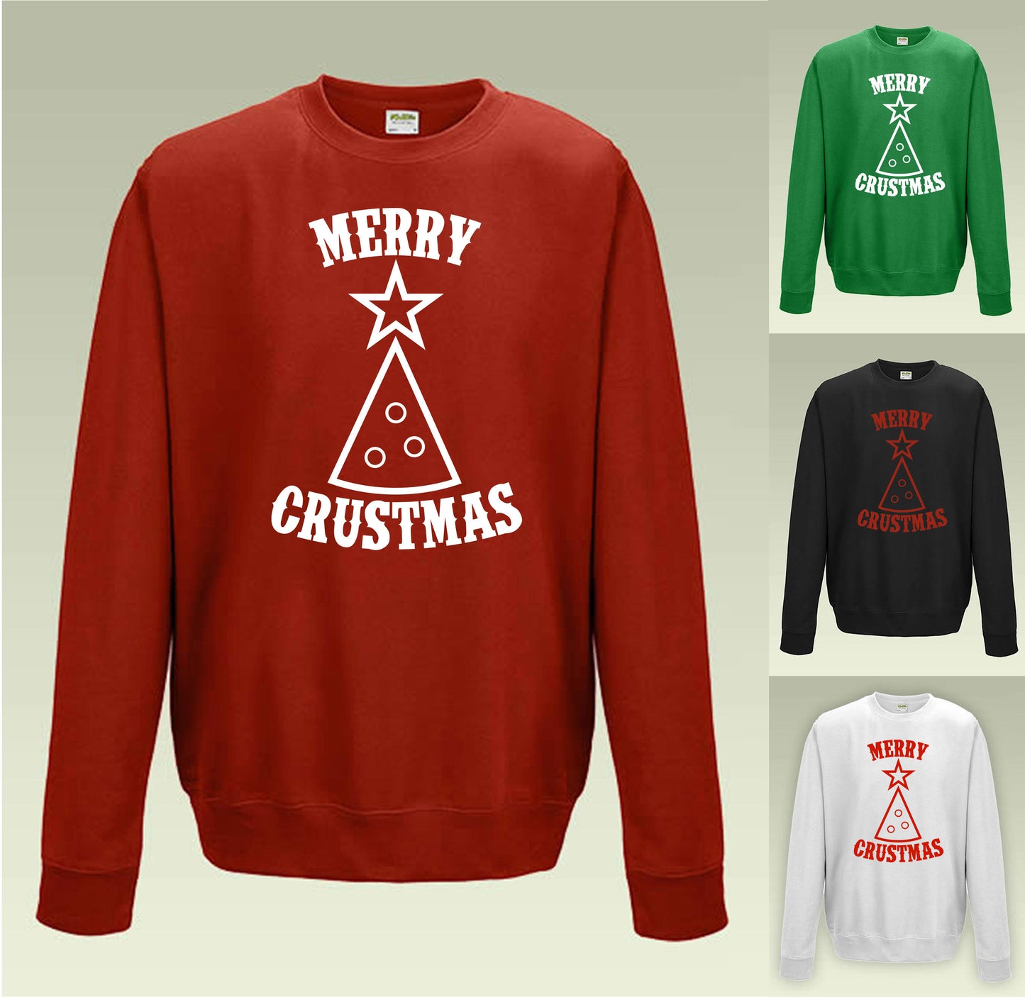 Merry Crustmas Sweatshirt JH030 Funny Pizza Slice Christmas Jumper Sweater