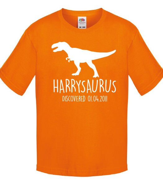 T-Rex Kids Personalised Dinosaur T-Shirt - Any Name and Date Children's Birthday Dino