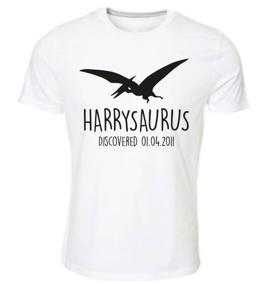 Pterodactyl Kids Personalised Dinosaur T-Shirt - Any Name and Date Children's Birthday Dino