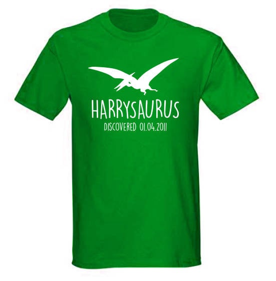 Pterodactyl Kids Personalised Dinosaur T-Shirt - Any Name and Date Children's Birthday Dino