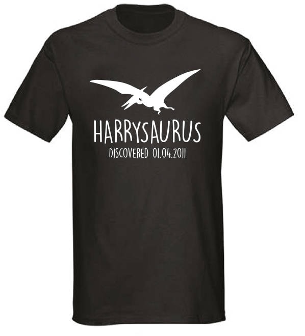 Pterodactyl Kids Personalised Dinosaur T-Shirt - Any Name and Date Children's Birthday Dino