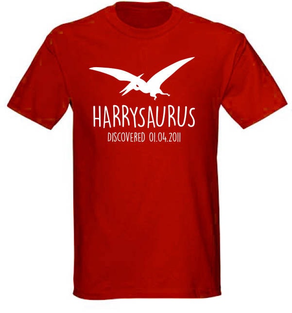 Pterodactyl Kids Personalised Dinosaur T-Shirt - Any Name and Date Children's Birthday Dino