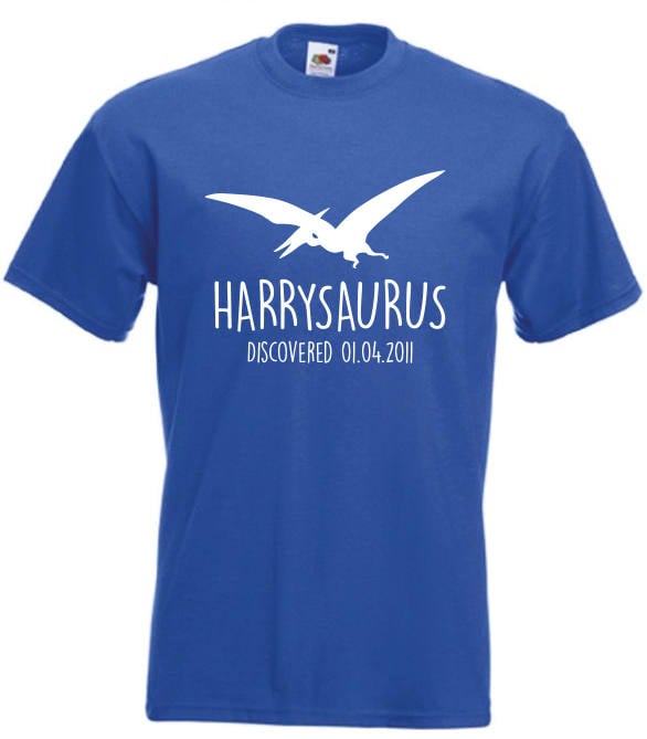 Pterodactyl Kids Personalised Dinosaur T-Shirt - Any Name and Date Children's Birthday Dino