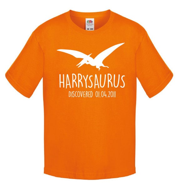 Pterodactyl Kids Personalised Dinosaur T-Shirt - Any Name and Date Children's Birthday Dino