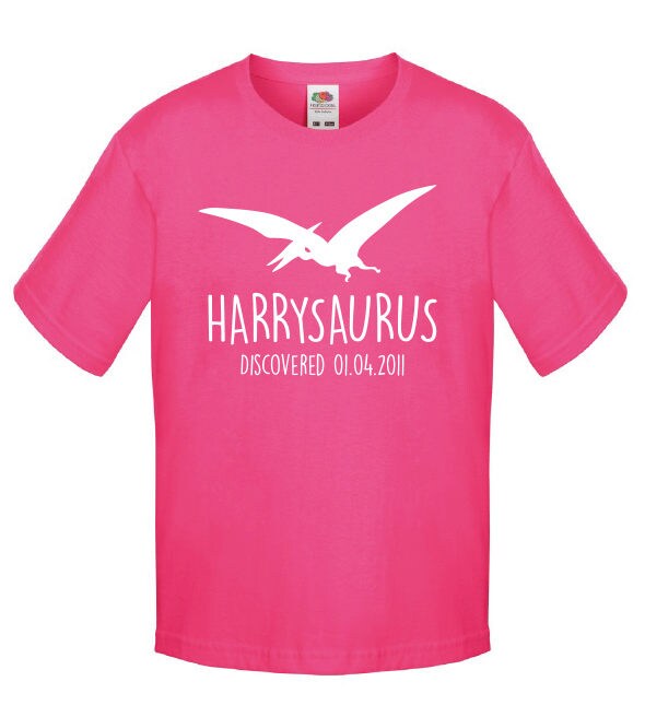 Pterodactyl Kids Personalised Dinosaur T-Shirt - Any Name and Date Children's Birthday Dino