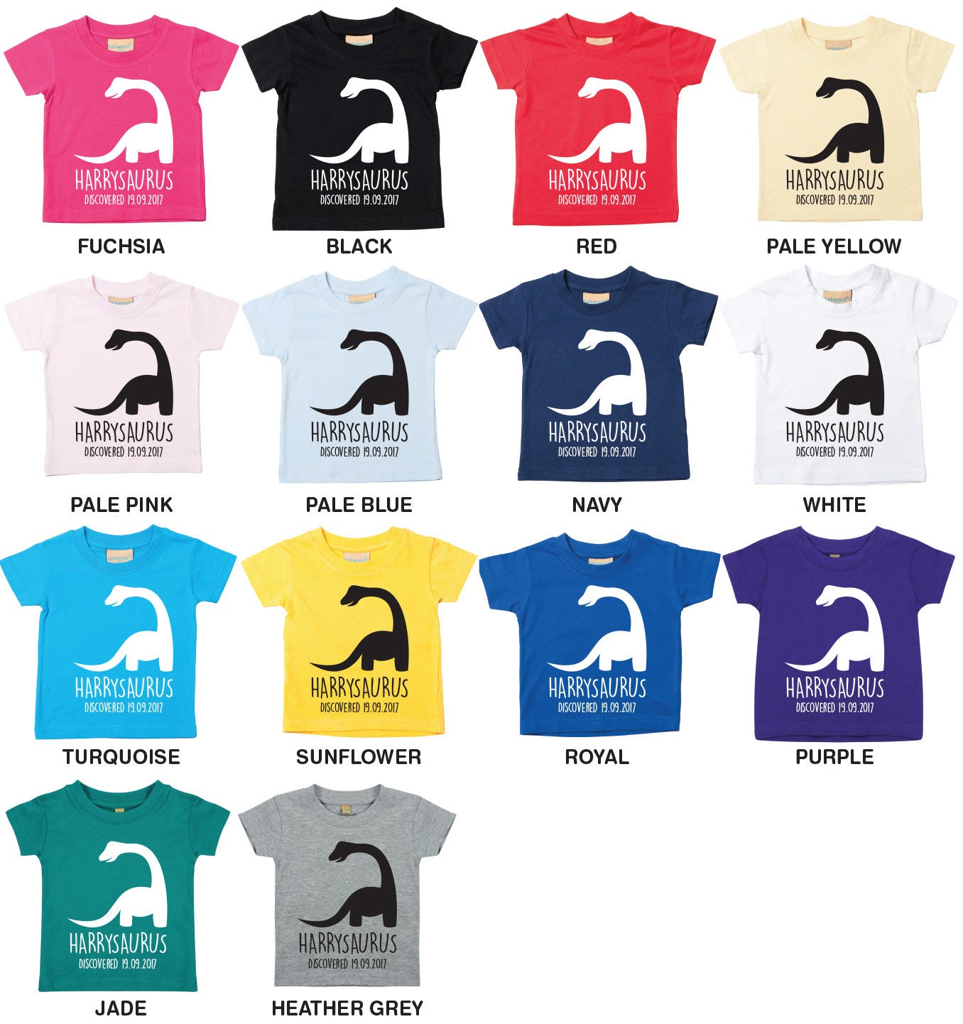 Diplodocus Babies/Toddlers/Kids Personalised Dinosaur T-Shirt - Any Name and Date Children's Birthday Dino