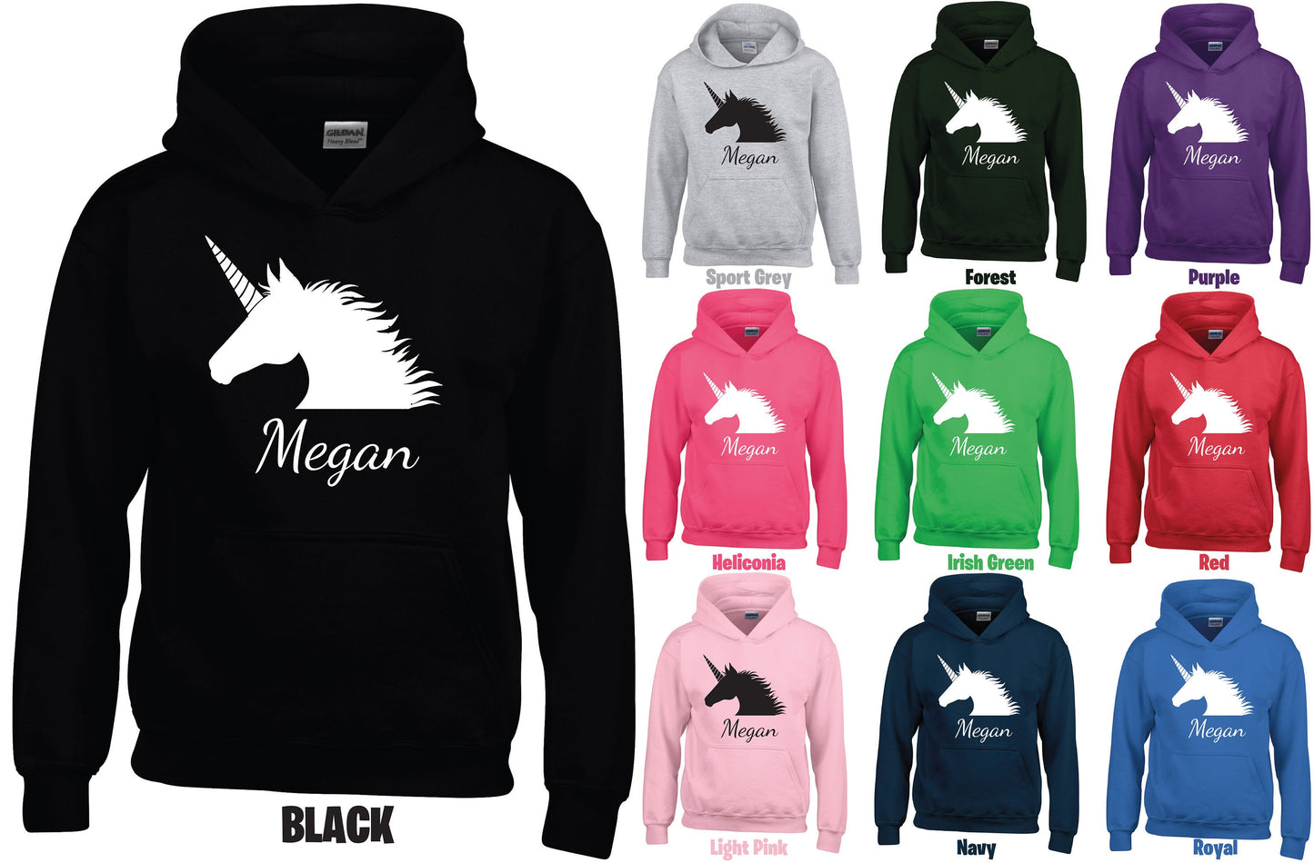 Kids Personalised Unicorn Hoodie GD57B - Any Name