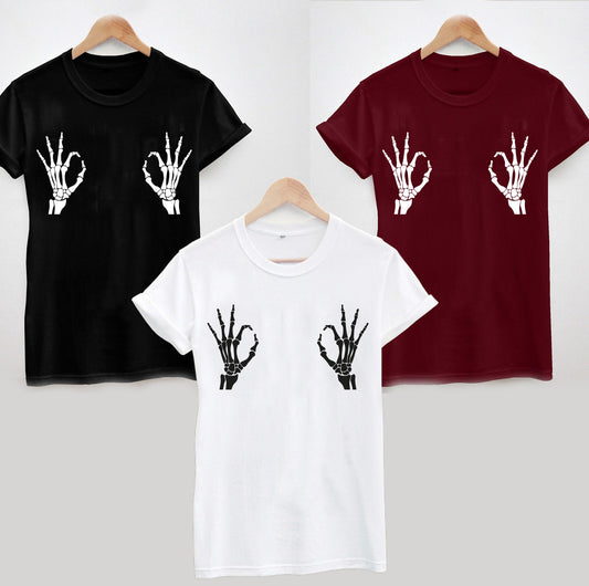 Pinching Skeleton Hands on Boobs T-Shirt, Funny, Rude, Halloween, Bones