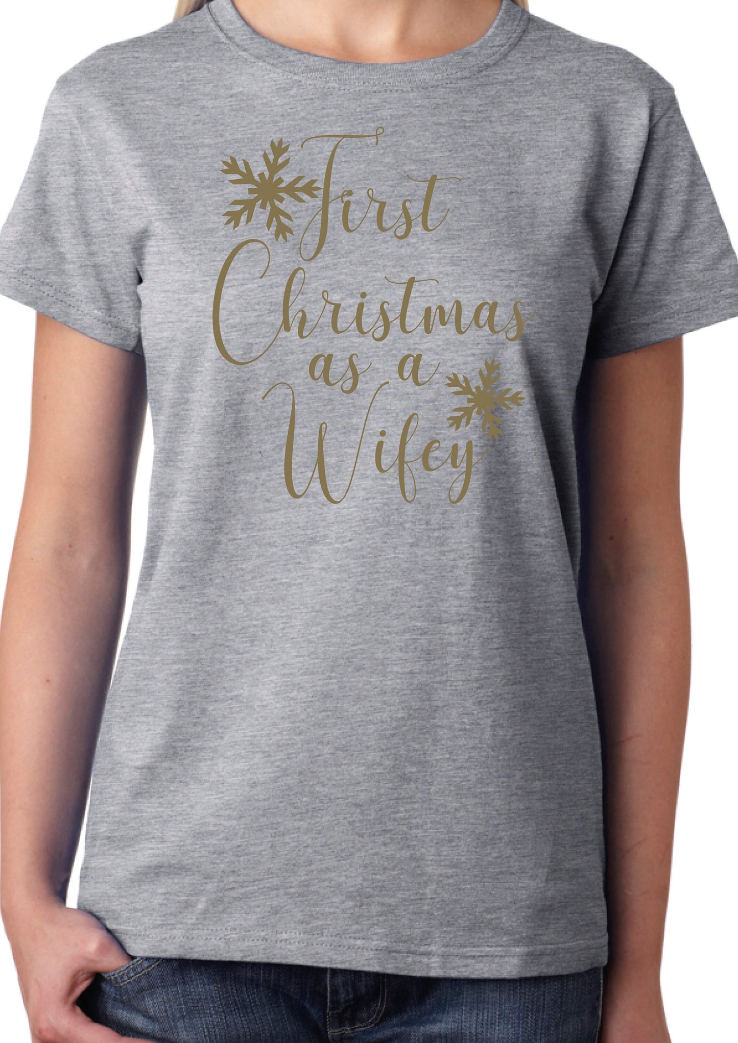 First Christmas as a Wifey T-shirt, Funny Xmas Wedding Gift