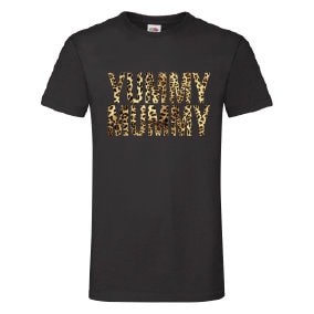 YUMMY MUMMY Leopard Print T-Shirt - Funny Cool Ladies or Mens (unisex)