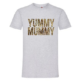 YUMMY MUMMY Leopard Print T-Shirt - Funny Cool Ladies or Mens (unisex)