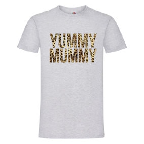YUMMY MUMMY Leopard Print T-Shirt - Funny Cool Ladies or Mens (unisex)