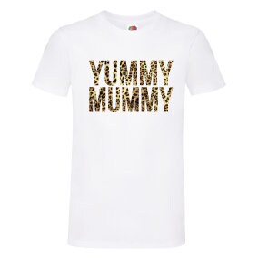 YUMMY MUMMY Leopard Print T-Shirt - Funny Cool Ladies or Mens (unisex)