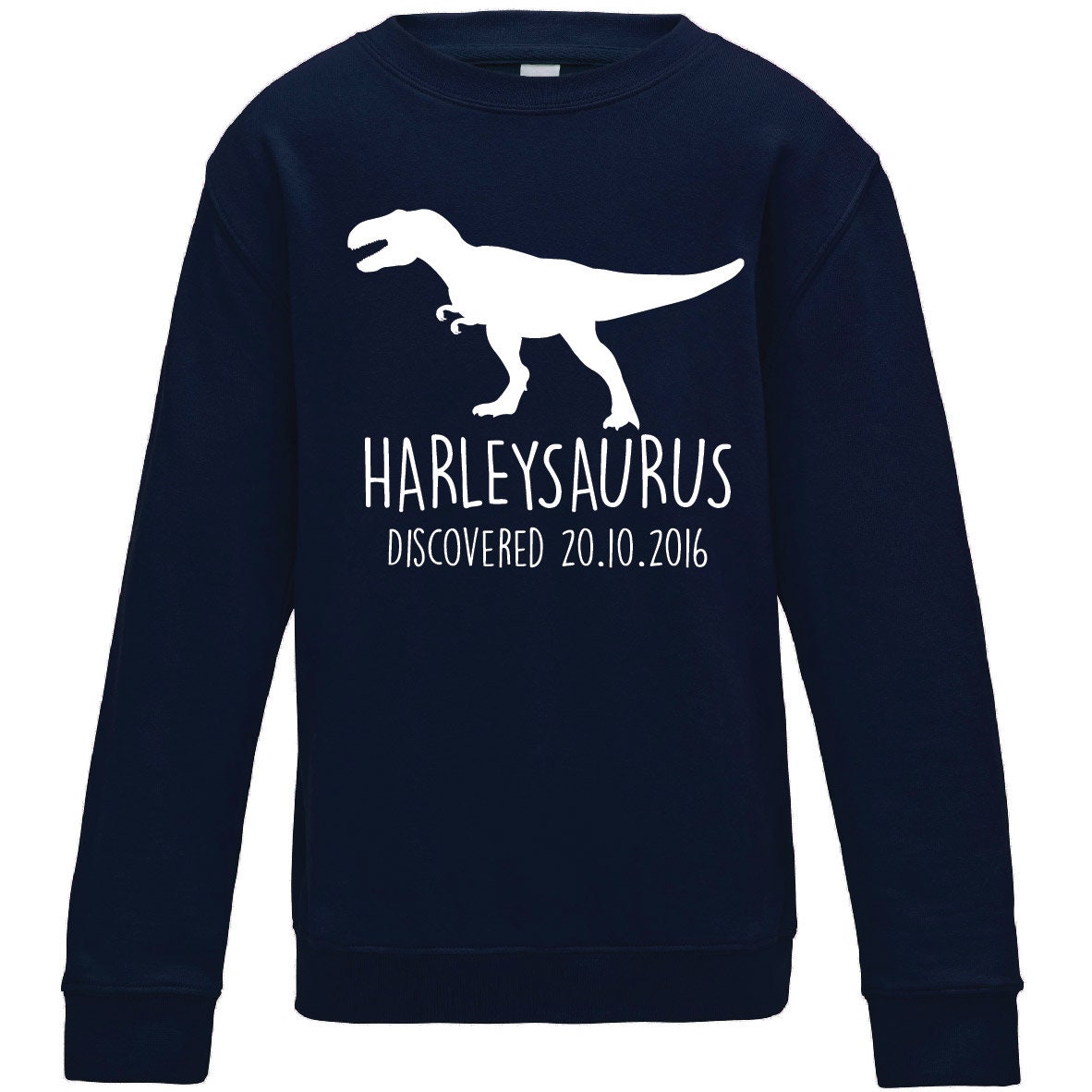 T-Rex Kids Personalised Dinosaur Sweatshirt JH30J- Any Name and Date Children's Birthday Dino