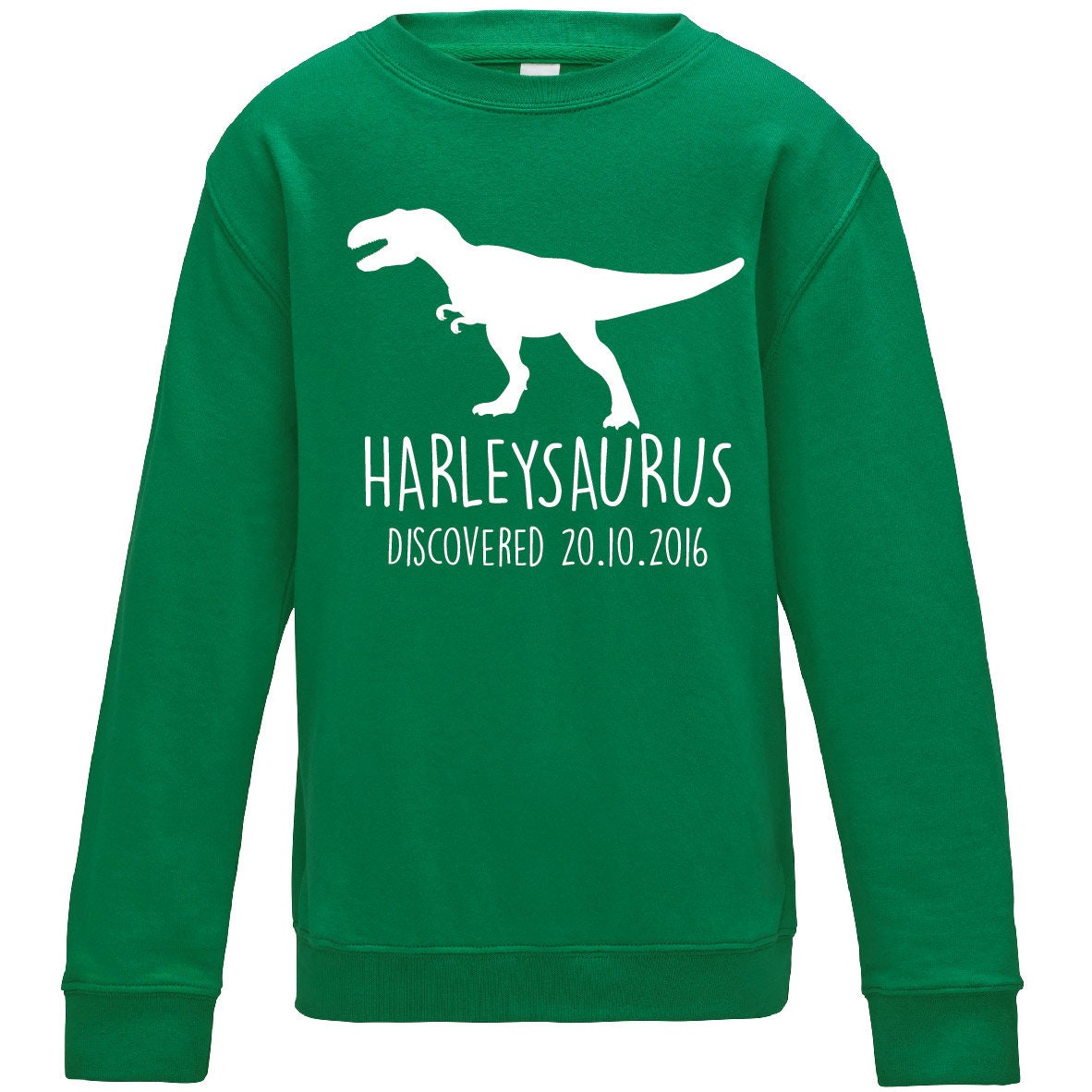 T-Rex Kids Personalised Dinosaur Sweatshirt JH30J- Any Name and Date Children's Birthday Dino