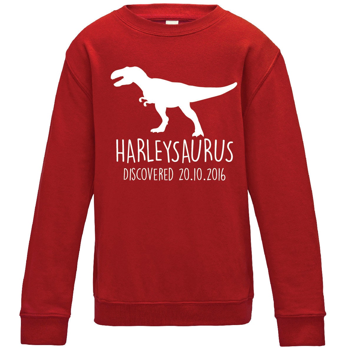 T-Rex Kids Personalised Dinosaur Sweatshirt JH30J- Any Name and Date Children's Birthday Dino