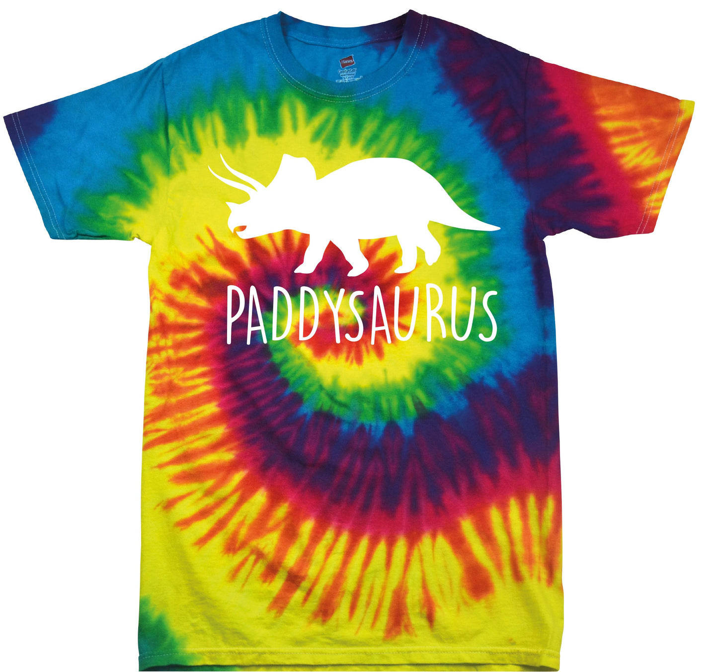 Kids Personalised Dinosaur Rainbow T-Shirt TD02B - Any Name Children's Birthday Dino