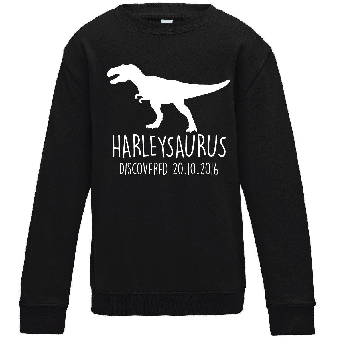 T-Rex Kids Personalised Dinosaur Sweatshirt JH30J- Any Name and Date Children's Birthday Dino