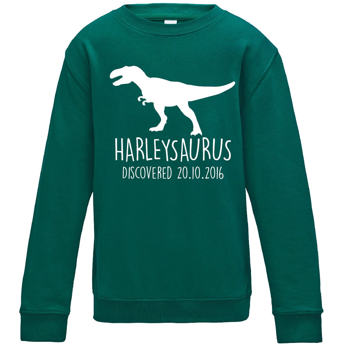 T-Rex Kids Personalised Dinosaur Sweatshirt JH30J- Any Name and Date Children's Birthday Dino