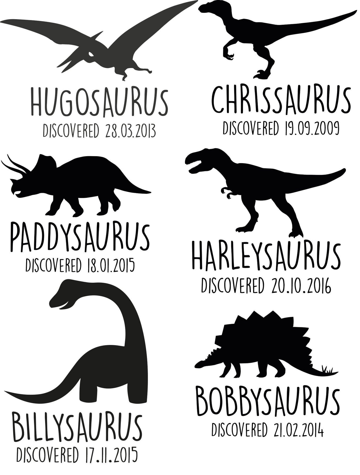 Personalised Dinosaur Digital Download | Custom Artwork for T-Shirts | Diplodocus T-Rex Pterodactyl Stegosaurus Velociraptor Triceratops