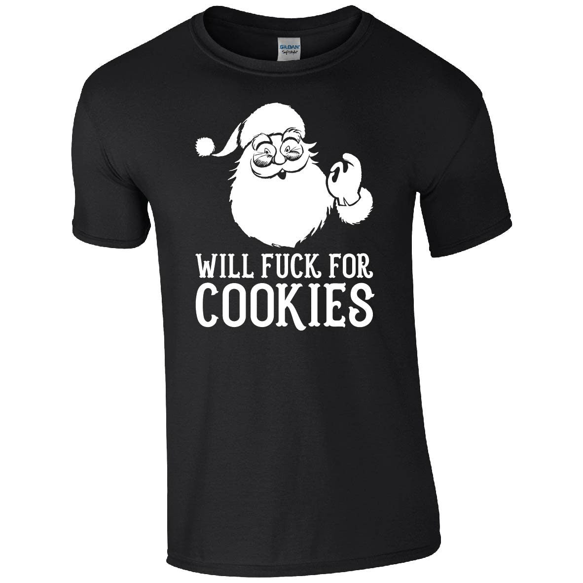 Will F*ck For Cookies T-Shirt, Rude, Funny Christmas, Santa Claus