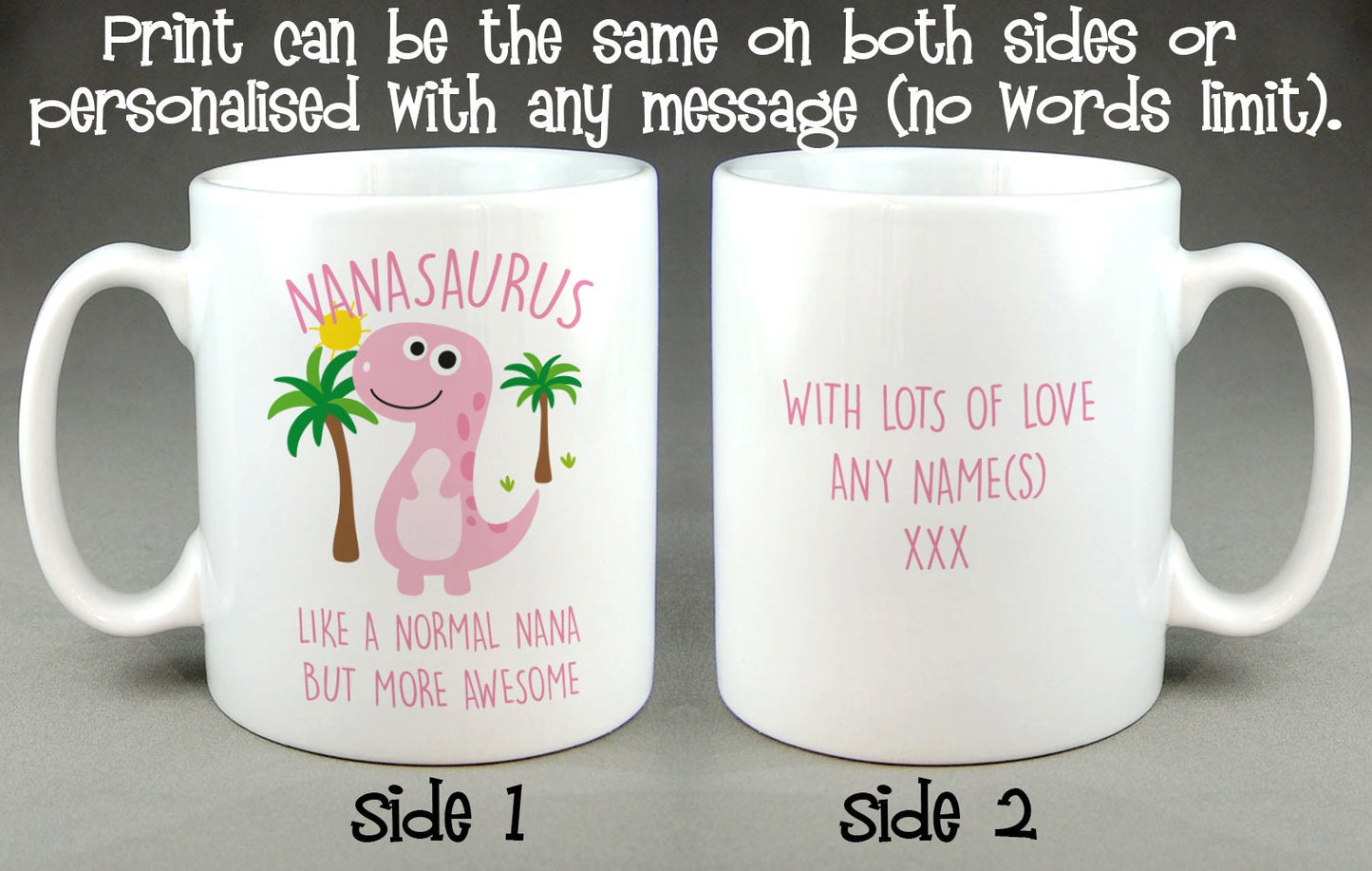 Nanasaurus Mug - Awesome, Cool, Funny, Cup Dinosaur Gift for Nan Nana Granny Gran, Mother's Day Gift from Grandchild Grandchildren