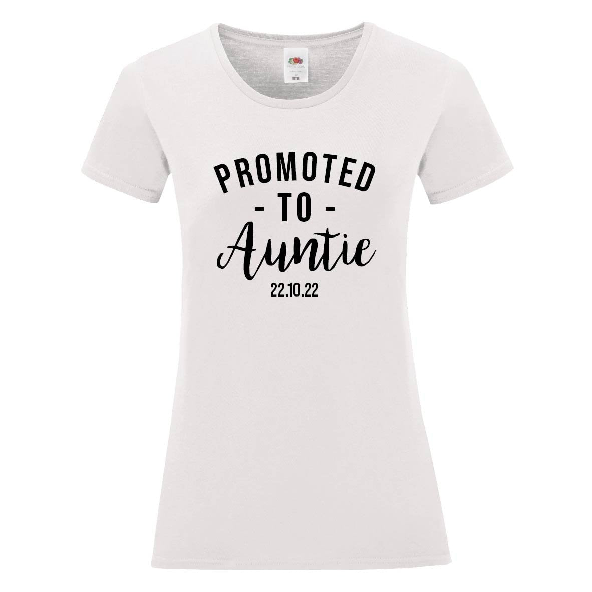 Personalised Promoted to Auntie T-Shirt | New Aunt Gift Tee | Customised Date