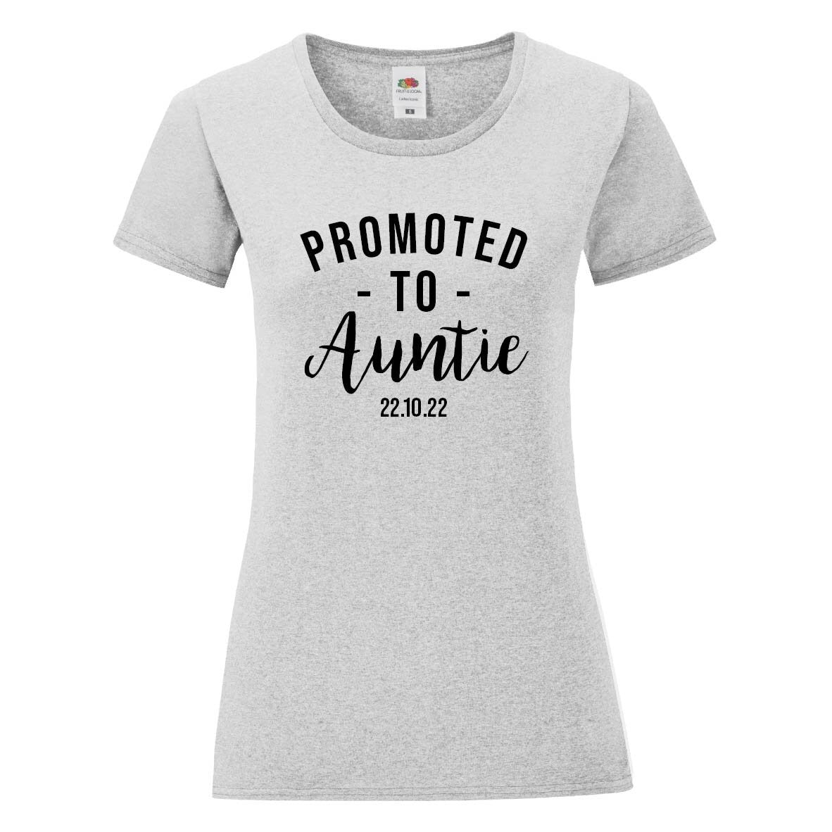 Personalised Promoted to Auntie T-Shirt | New Aunt Gift Tee | Customised Date