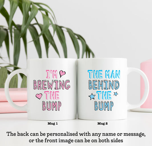 I'm Brewing The Bump | The Man Behind The Bump Mug Set | Matching Mugs | Pregnancy Announcement
