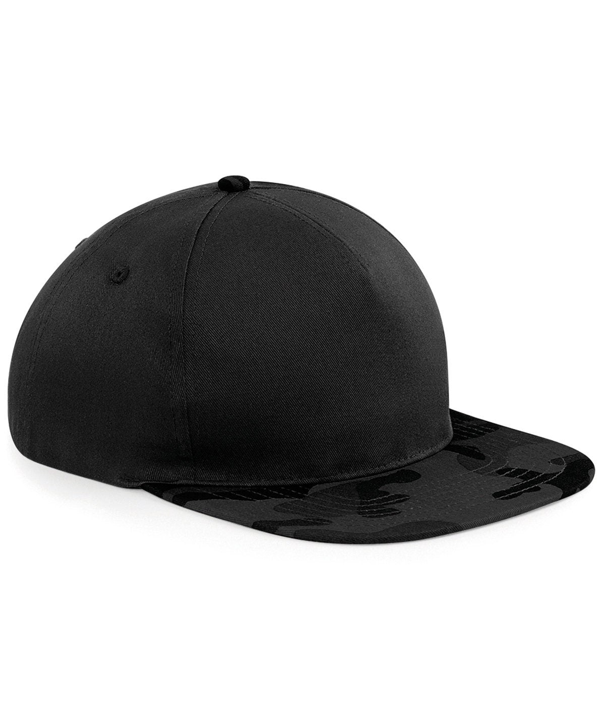 Beechfield Camouflage Snapback Flat Peak Hat (B691) Jungle Midnight Black Camo