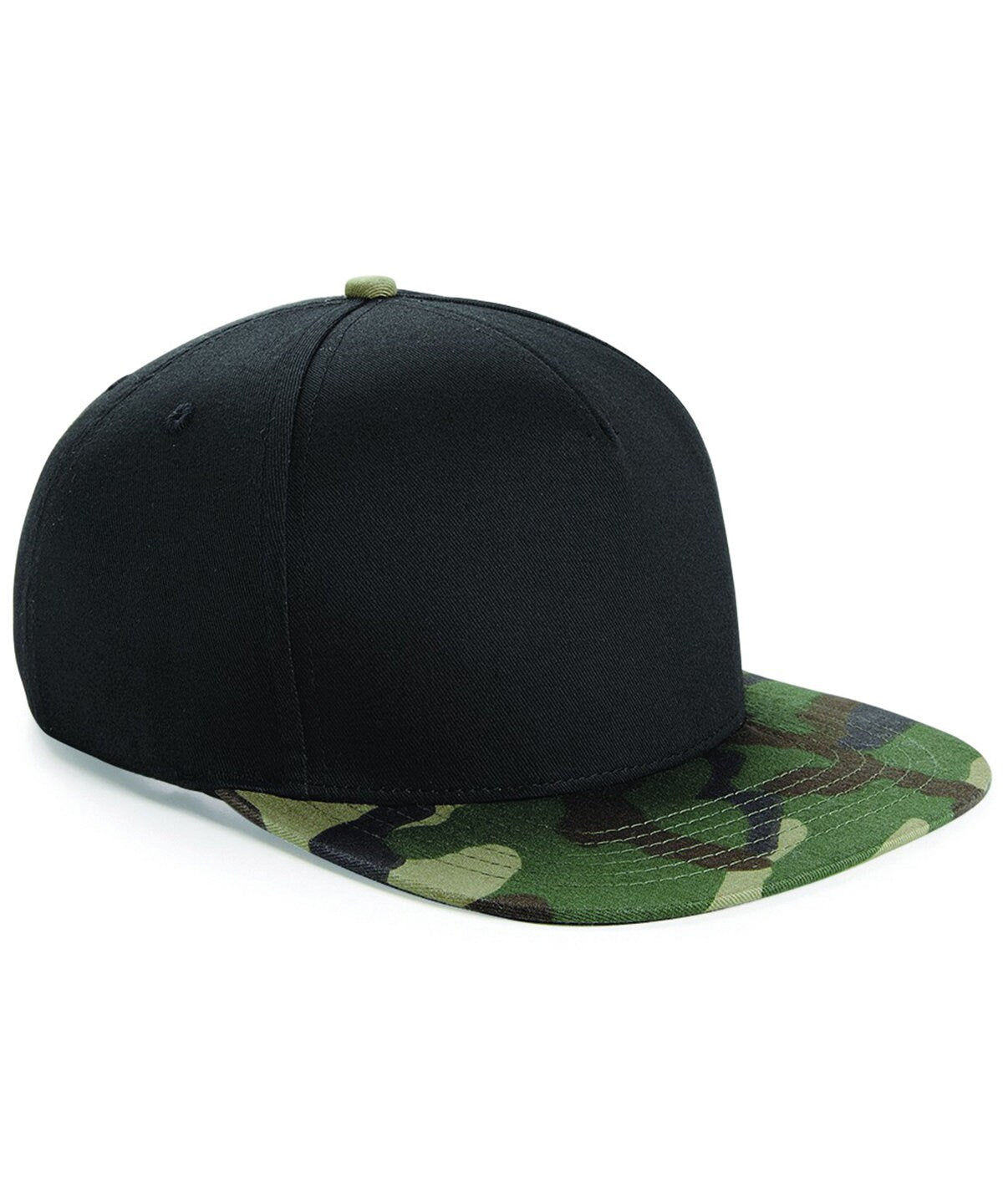 Beechfield Camouflage Snapback Flat Peak Hat (B691) Jungle Midnight Black Camo