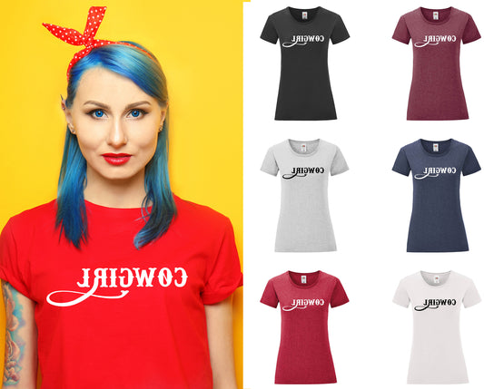 Reverse Cowgirl T-Shirt | Funny Rude Slogan Tee | Mirrored Selfie