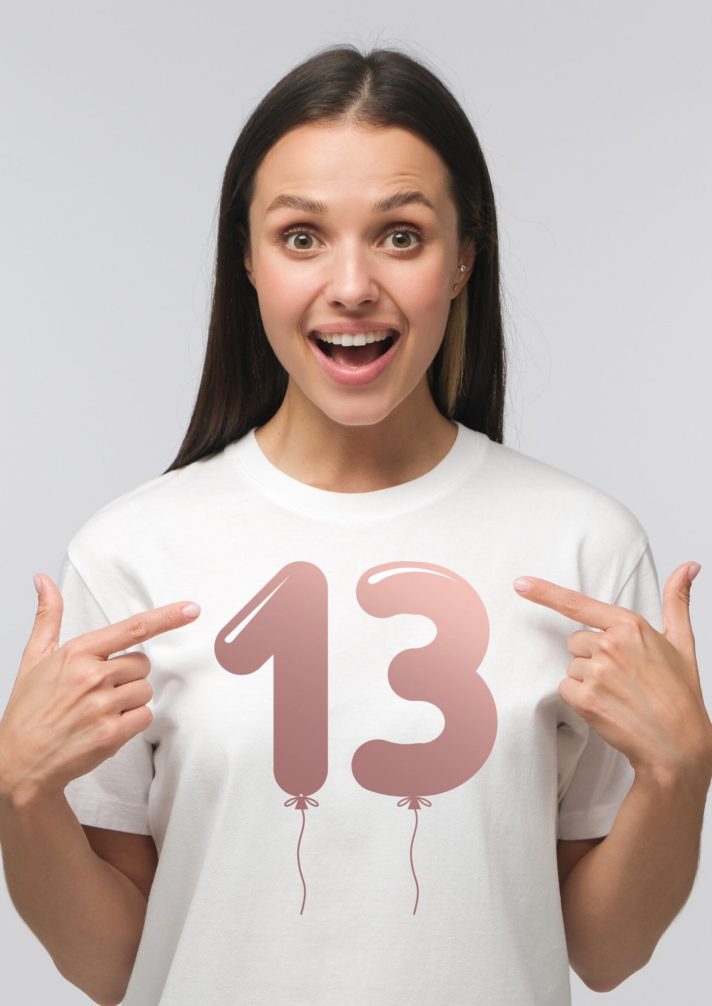 13th Birthday Rose Gold Balloons T-Shirt - 13th Birthday Tee | Celebration