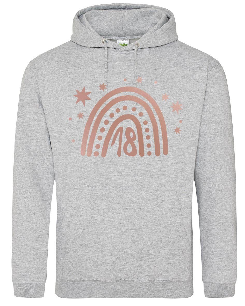 18th Birthday Cute Rose Gold Rainbow Hoodie JH001 Hooded Top Sweater Jumper