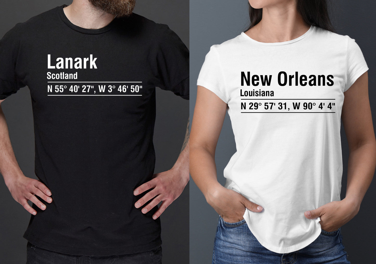 Personalised coordinates Tshirt - Your Town, City, House, Place of Business Custom GPS DMS Tee T-Shirt