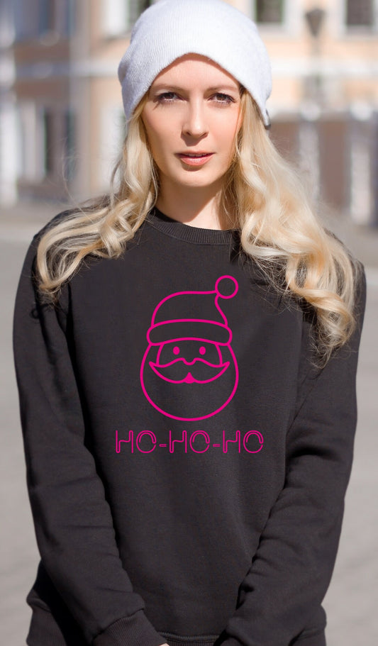 Pink Neon Santa JH030 Funny Christmas Jumper Sweater Santa Claus Bright Jumper Ho Ho Ho
