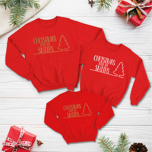 Christmas with the (Family Name) Sweatshirts JH030J | Matching Christmas Jumpers | Xmas Sweaters for the family