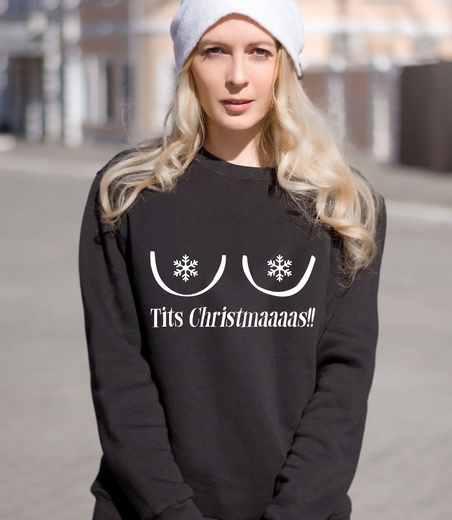 Tits Christmaaaas!! Sweatshirts Cartoon Boobs JH030 Funny Rude Alternative Christmas Jumper Sweater Xmas