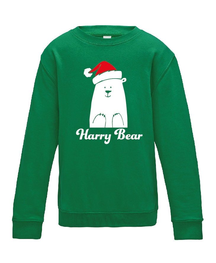 Kids Personalised Polar Bear Christmas Sweatshirt | Christmas Jumper Sweater | Cool Funny Children Xmas Snow