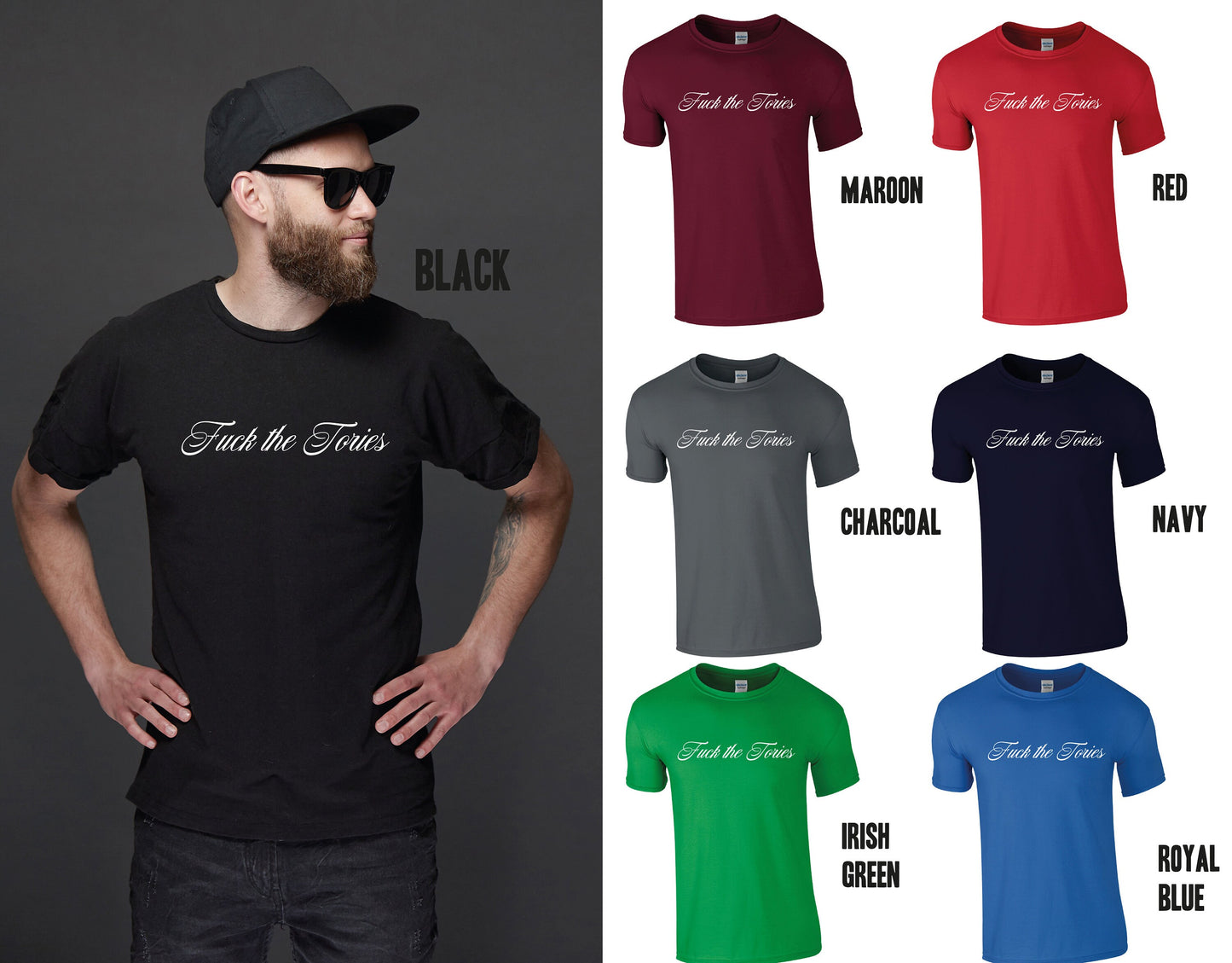 Script F*ck the Tories T-Shirt | Funny Subtle Anti Tory Boris Johnson Tee