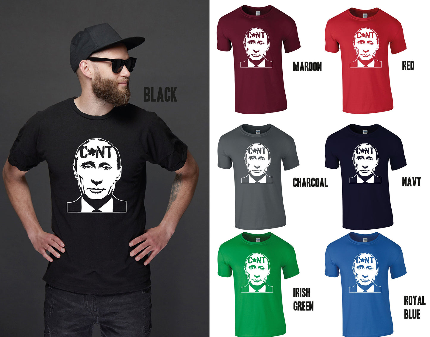 Putin C*nt T-Shirt B | Anti Vladimir Putin Tee tshirt | Free Ukraine | Charity tshirt
