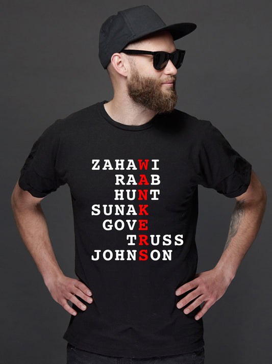 Tory Wankers T-Shirt - Anti-Tory Tee | Funny Rude Tories Names tshirt | Sunak Patel Hunt Zahawi Truss